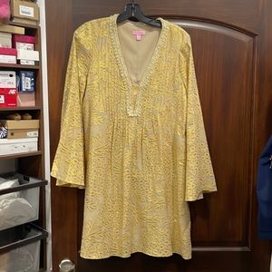 Lilly Pulitzer Gold Bell Sleeve Tunic size Medium